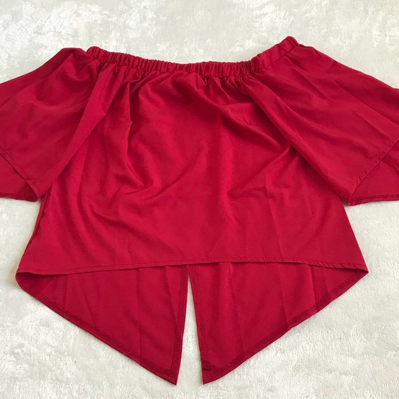 Red Off The Shoulder Blouse - Picture 7 of 8